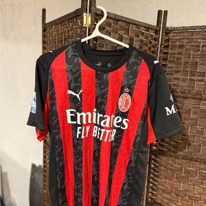 Modric AC Milan Red and Black Striped Soccer Jersey